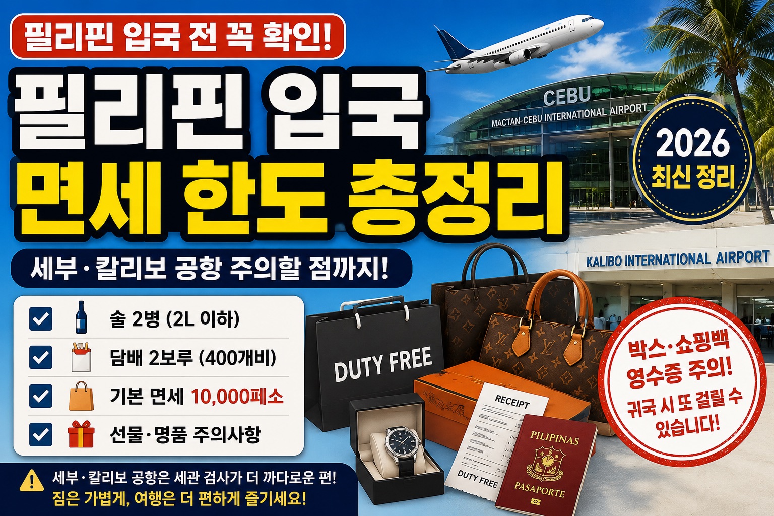 필리핀 입국 면세 한도 총정리｜세부·칼리보 공항은 왜 더 조심할까?